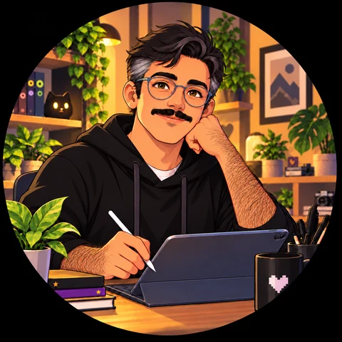 Illustrated portrait of the artist behind NiFu NiFa Games